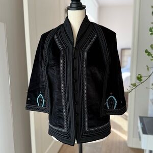 Talitha Black Velvet Embroidered Cape/Coat – Boho Luxe